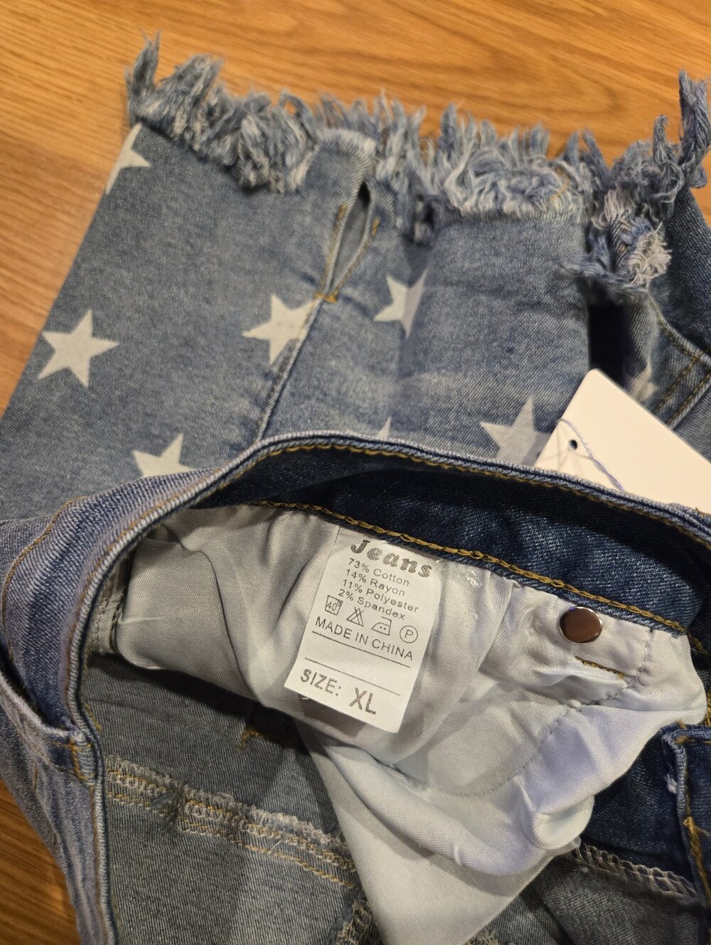 Star-Print Frayed Denim Shorts - Picture 3 of 4